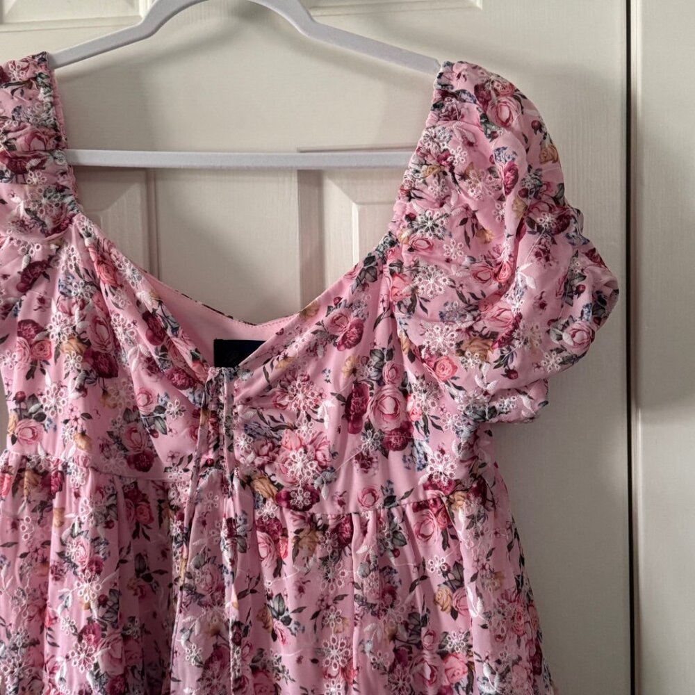Blue Rain Womens Pink Floral Mini Dress Size S Small P3 - Picture 5 of 13